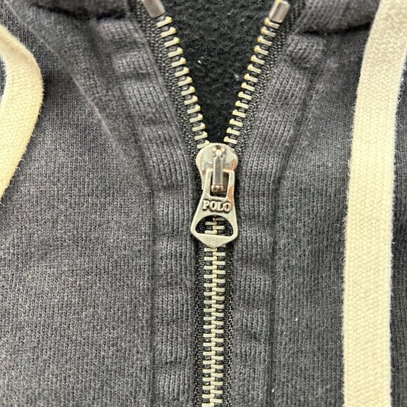 Polo Ralph Lauren Hoodie Mens XL Full Zip Black Sweatshirt Full Zip Red Pony - Picture 4 of 10